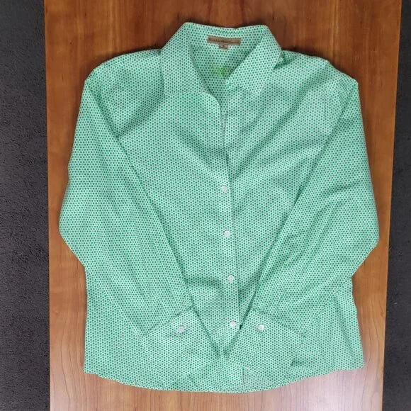Alex Marie Green Dots Long-Sleeve Button Down Shirt - 16 - Picture 5 of 8